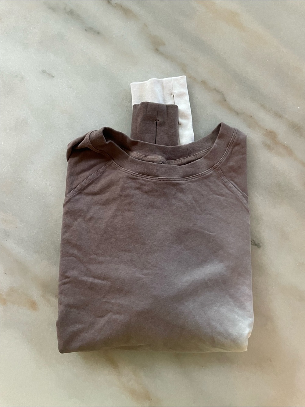 JoyLab Brown Crewneck Sweatshirt with White Cuff Detail